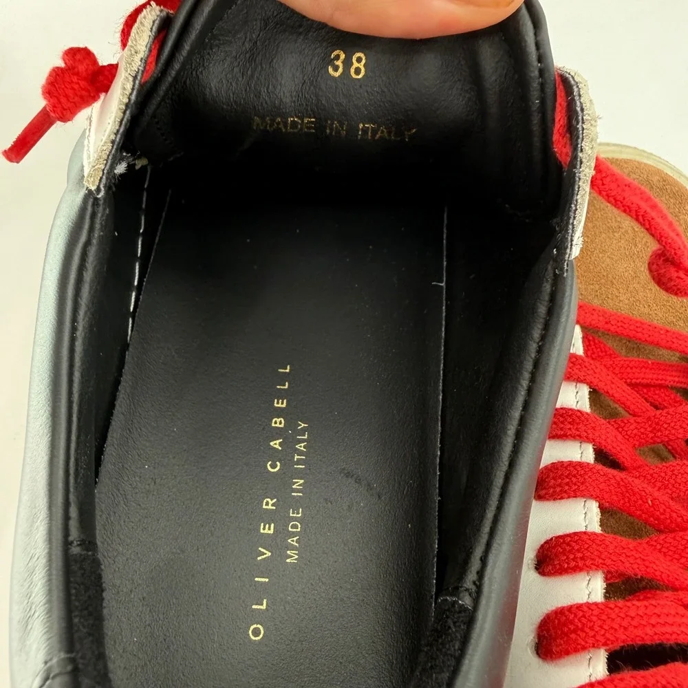 Oliver Cabell Low 1 One Metropolis EU 38 Red Black Italian Leather Sneaker Shoes